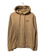 stussyステューシー）の古着「裏起毛ロゴプリントパーカー」｜ベージュ