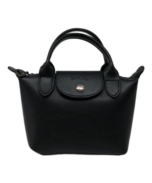 LONGCHAMP（ロンシャン）LONGCHAMP (ロンシャン) LE PLIAGE CUIR XS スムースレザーバッグ ブラックの古着・服飾アイテム