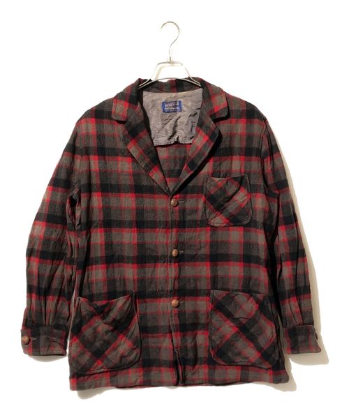 PENDLETON（ペンドルトン）PENDLETON (ペンドルトン) 50s チェックウールジャケット レッド サイズ:Mの古着・服飾アイテム