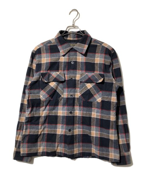 PENDLETON（ペンドルトン）PENDLETON (ペンドルトン) オープンカラーネルシャツ ベージュ×ブラック サイズ:Mの古着・服飾アイテム