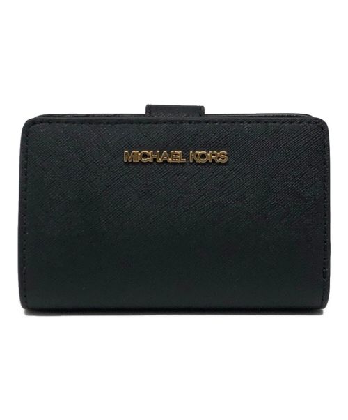 MICHAEL KORS（マイケルコース）MICHAEL KORS (マイケルコース) ビルフォールド ジップ コンパクトウォレット ミディアム ブラックの古着・服飾アイテム