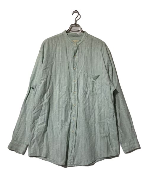 Eddie Bauer（エディーバウアー）Eddie Bauer (エディーバウアー) 90s リネンコットンストライプシャツ グリーン サイズ:Lの古着・服飾アイテム