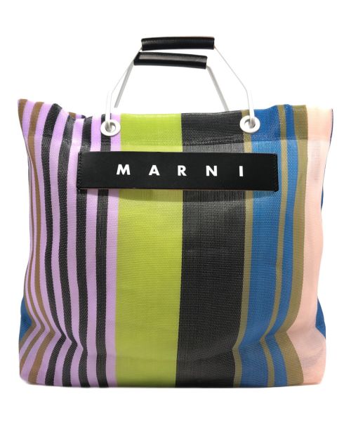 MARNI（マルニ）MARNI (マルニ) フラワーカフェショッピングトートバック グリーン×パープルの古着・服飾アイテム