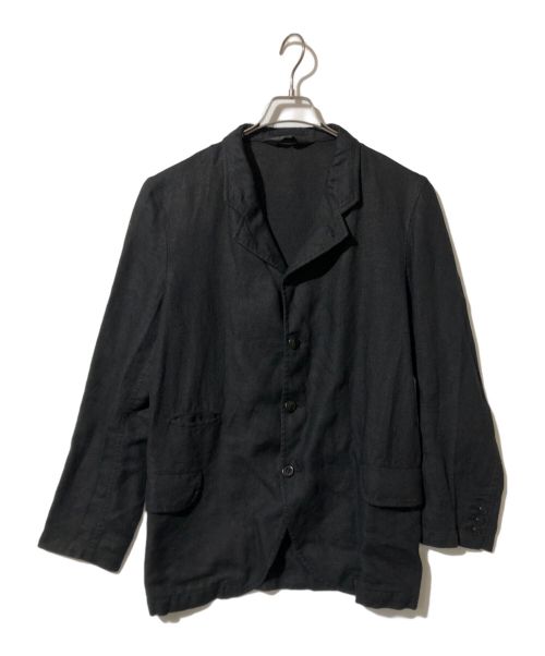 COMME des GARCONS HOMME PLUS（コムデギャルソンオムプリュス）COMME des GARCONS HOMME PLUS (コムデギャルソンオムプリュス) リネンテーラードジャケット ブラック サイズ:Mの古着・服飾アイテム