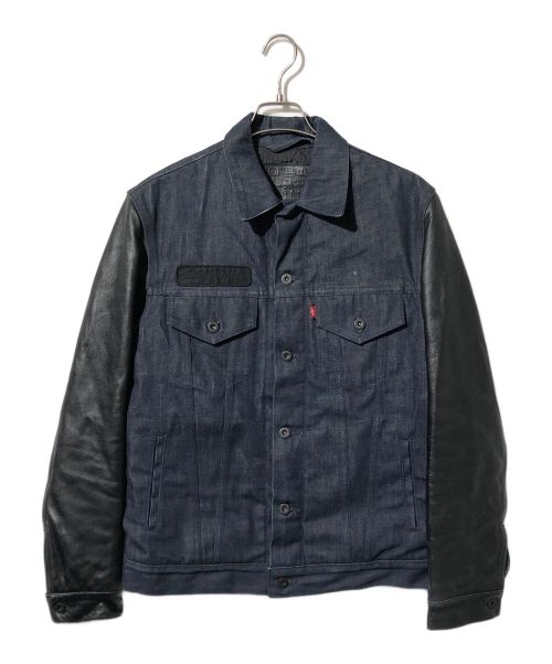 LEVI'S（リーバイス）LEVI'S (リーバイス) stussy (ステューシー) NEIGHBORHOOD (ネイバーフッド) レザー切り替えデニムジャケット ブラック×インディゴ サイズ:Mの古着・服飾アイテム