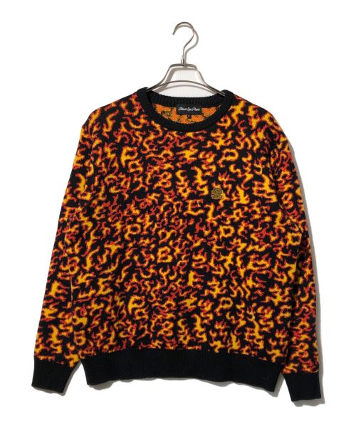 BlackEyePatch（ブラックアイパッチ）BlackEyePatch (ブラックアイパッチ) FLAMES KNIT SWEATER ブラック サイズ:Ｓの古着・服飾アイテム