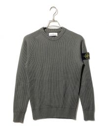 STONE ISLAND（ストーンアイランド）の古着「ロゴパッチウールクルーネックニット」｜オリーブ