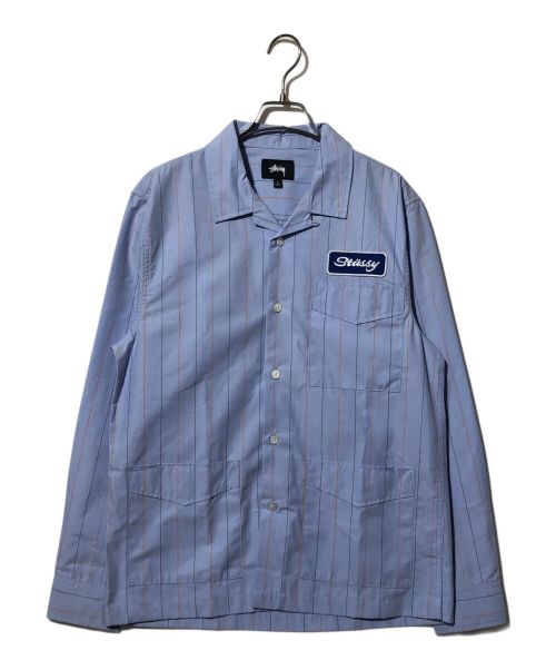 stussy（ステューシー）stussy (ステューシー) ストライプワークシャツ ブルー サイズ:Sの古着・服飾アイテム