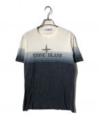 STONE ISLANDストーンアイランド）の古着「プリントTシャツ」｜ブルー×ホワイト