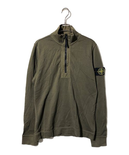 STONE ISLAND（ストーンアイランド）STONE ISLAND (ストーンアイランド) Garment Dyed Half Zip Sweatshirt オリーブ サイズ:Ｓの古着・服飾アイテム