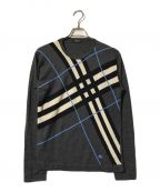 BURBERRY BLACK LABELバーバリーブラックレーベル）の古着「メガチェッククルーネックニット」｜ブラック×ライトグレー