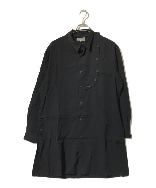 Yohji Yamamoto pour homme（ヨウジヤマモト プールオム）Yohji Yamamoto pour homme (ヨウジヤマモト プールオム) ウールギャバデタッチャブルロングシャツ ブラック サイズ:2の古着・服飾アイテム