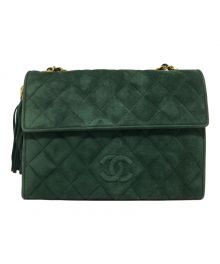 CHANEL（シャネル）の古着「VINTAGE SUEDE JUMBO SINGLE FLAP BAG」｜グリーン