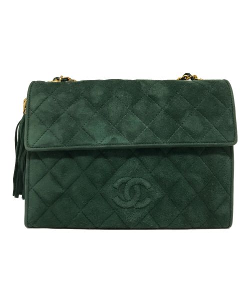 CHANEL（シャネル）CHANEL (シャネル) VINTAGE SUEDE JUMBO SINGLE FLAP BAG グリーンの古着・服飾アイテム