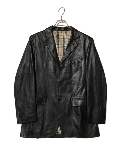 BURBERRY BLACK LABEL（バーバリーブラックレーベル）BURBERRY BLACK LABEL (バーバリーブラックレーベル) シープレザーレザージャケット/BME90-502-09/テーラード ブラック サイズ:Mの古着・服飾アイテム