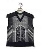 Mame Kurogouchiマメクロゴウチ）の古着「金木犀柄ニットベスト/MM21FW-KN045/ Osmanthus Motif Jacquard Knitted Vest」｜ネイビー