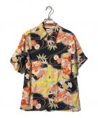 Sun Surfサンサーフ）の古着「実名復刻  KIMONO DESIGN/アロハシャツ」｜ブラック×イエロー