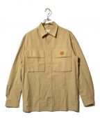 KENZOケンゾー）の古着「SS21 Small Tiger Head Pocket Military Long Sleeves Shirt」｜ベージュ