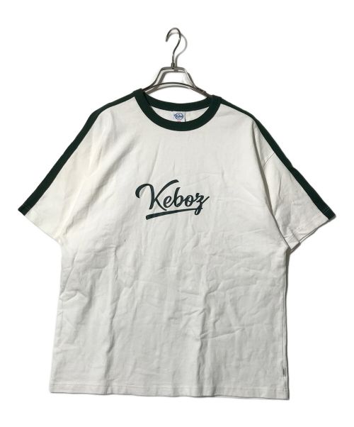 KEBOZ（ケボズ）KEBOZ (ケボズ) ロゴプリントTシャツ ホワイト×グリーン サイズ:Lの古着・服飾アイテム