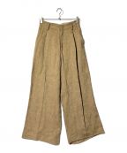 TODAYFULトゥデイフル）の古着「Tuck Linen Trousers」｜ブラウン