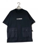 COMME des GARCONS HOMMEコムデギャルソン オム）の古着「フラップビッグポケットTシャツ」｜ネイビー