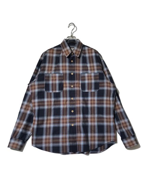 SIMPLY COMPLICATED（シンプリーコンプリケイティド）SIMPLY COMPLICATED (シンプリーコンプリケイティド) SC PLAID SHIRT ブラウン×ネイビー サイズ:1の古着・服飾アイテム