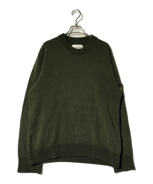 STONE ISLAND（ストーンアイランド）STONE ISLAND (ストーンアイランド) COTTON CHENILLE ニット オリーブ サイズ:Mの古着・服飾アイテム