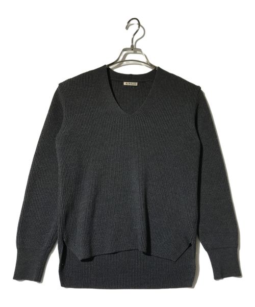 AURALEE（オーラリー）AURALEE (オーラリー) SUPER FINE WOOL RIB KNIT V NECK P/O グレー サイズ:1の古着・服飾アイテム