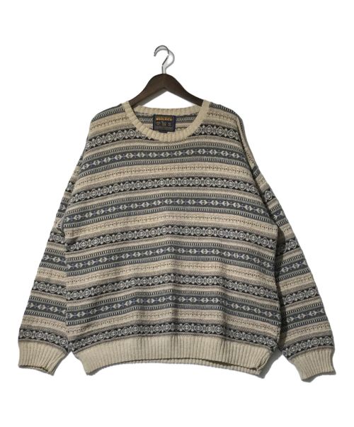 WOOLRICH（ウールリッチ）WOOLRICH (ウールリッチ) クルーネックニット ネイビー×ベージュ サイズ:2XLの古着・服飾アイテム