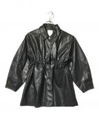 willfullyウィルフリー）の古着「waist gather peplum synthetic leather JK/2422-OU-11」｜ブラック