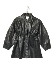 willfully（ウィルフリー）の古着「waist gather peplum synthetic leather JK/2422-OU-11」｜ブラック