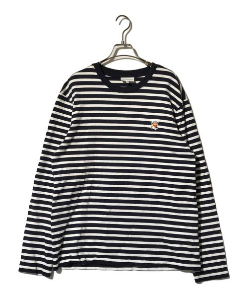 maison kitsune（メゾンキツネ）maison kitsune (メゾンキツネ) フォックスヘッド パッチ レギュラー マリン Tシャツ ネイビー サイズ:Lの古着・服飾アイテム