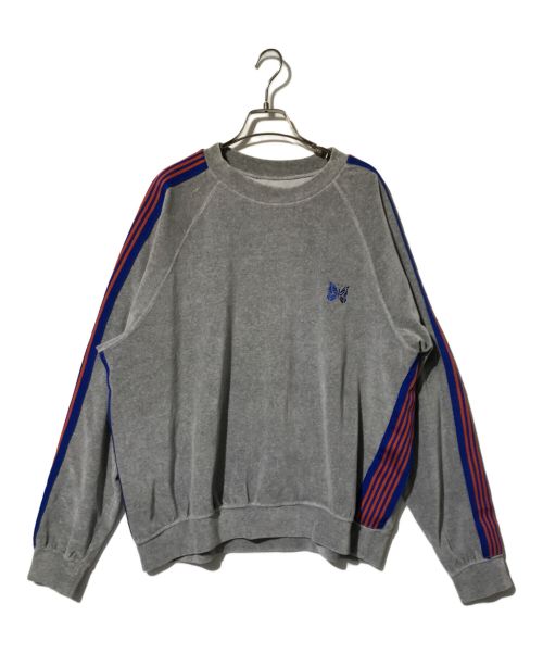 Needles（ニードルズ）Needles (ニードルズ) EXCLUSIVE NEEDLES VELOUR TRACK CREW NECK SHIRT ライトグレー サイズ:Lの古着・服飾アイテム