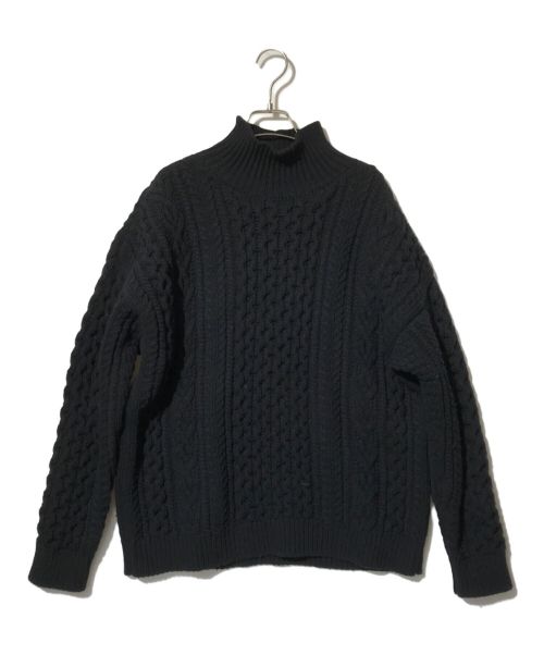 AURALEE（オーラリー）AURALEE (オーラリー) FRENCH MERINO ARAN KNIT TURTLE NECK BIG ブラックの古着・服飾アイテム