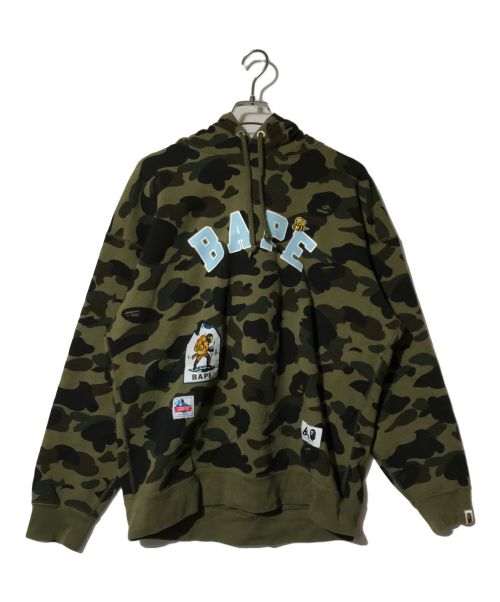 A BATHING APE（アベイシングエイプ）A BATHING APE (アベイシングエイプ) APE MULTI LABEL 1ST CAMO OVERSIZED HOODIE オリーブ サイズ:Sの古着・服飾アイテム