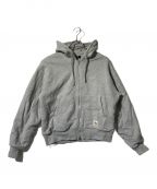 stussyステューシー）の古着「DOUBLE FACE LABEL ZIP HOODIE」｜グレー