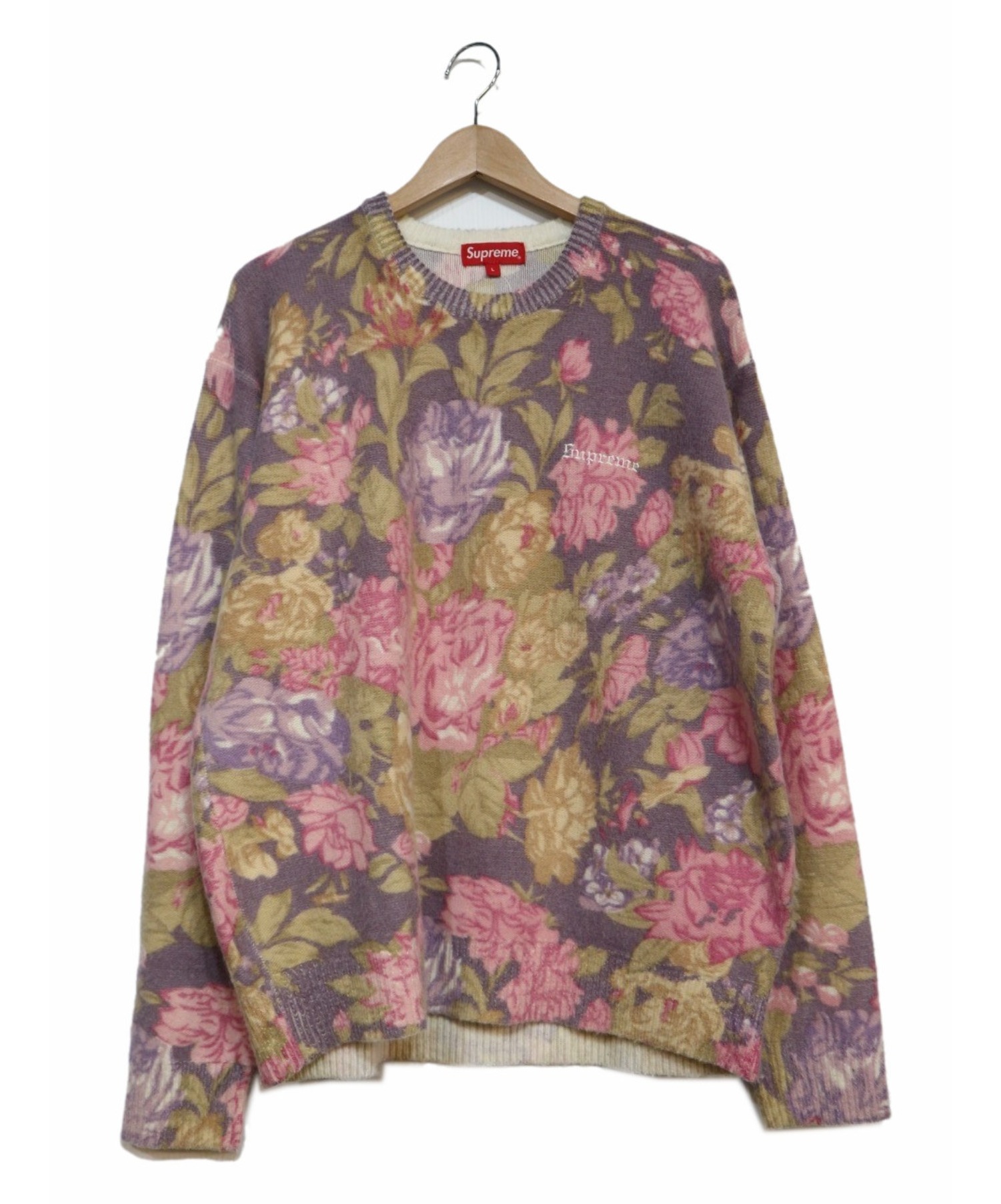 supreme printed floral angora sweater