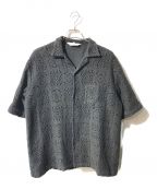 SASQUATCHfabrix.サスクワッチファブリックス）の古着「KNIT LACE OPEN COLLAR H／S SHIRT」｜ブラック