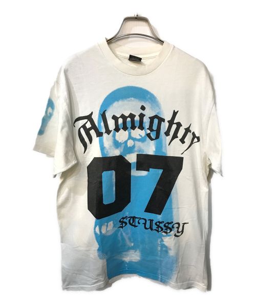 stussy（ステューシー）stussy (ステューシー) ナンバリングプリントTシャツ ホワイト×ブルー サイズ:Ｍの古着・服飾アイテム