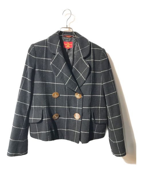 Vivienne Westwood RED LABEL（ヴィヴィアンウエストウッドレッドレーベル）Vivienne Westwood RED LABEL (ヴィヴィアンウエストウッドレッドレーベル) ウールアンゴラチェックラブジャケット ブラック サイズ:FREEの古着・服飾アイテム