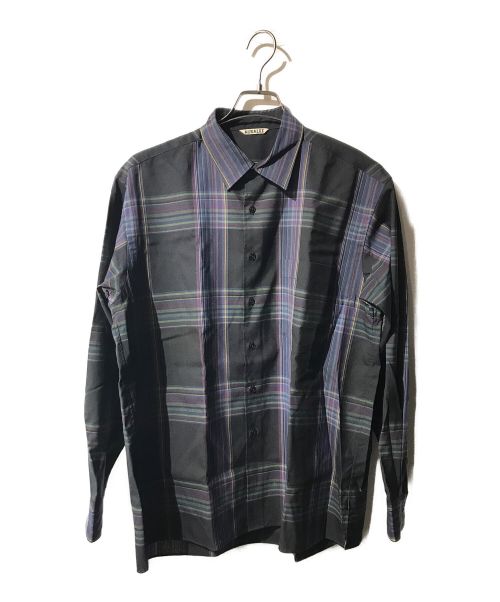 AURALEE（オーラリー）AURALEE (オーラリー) SUPER LIGHT WOOL CHECK SHIRTS/チェックシャツ ネイビー×ブルー サイズ:3の古着・服飾アイテム