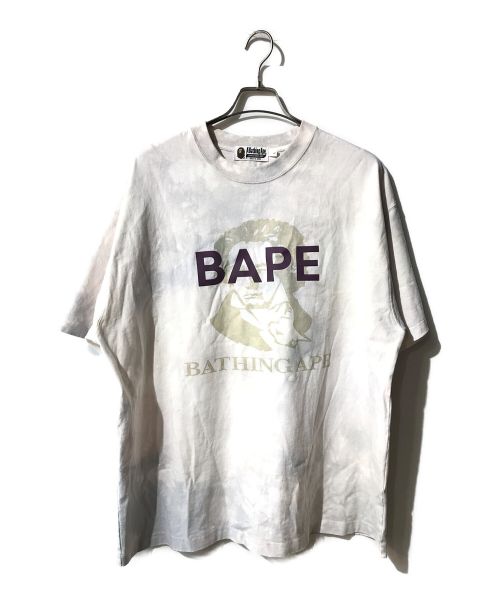 A BATHING APE（アベイシングエイプ）A BATHING APE (アベイシングエイプ) プリントTシャツ ホワイト×パープル サイズ:Lの古着・服飾アイテム