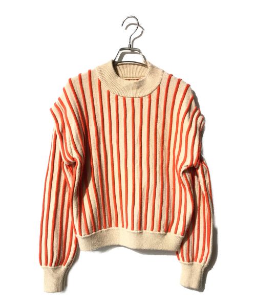 Ameri VINTAGE（アメリヴィンテージ）Ameri VINTAGE (アメリヴィンテージ) AMERI SWELL STRIPE KNIT/ニット ベージュ×オレンジ サイズ:FREEの古着・服飾アイテム