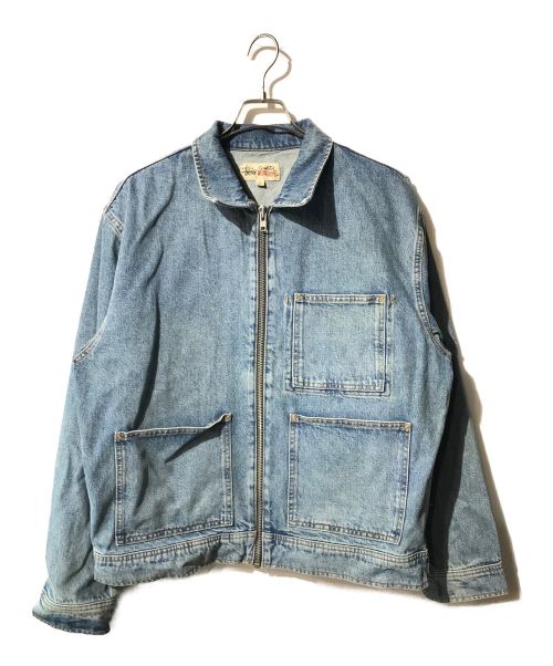 stussy（ステューシー）stussy (ステューシー) Denim Zip Work Jacket インディゴ サイズ:Lの古着・服飾アイテム