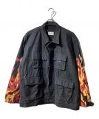 TENDER PERSONテンダ―パーソン）の古着「18SSフレイムパターンデニムジャケット」｜ブラック