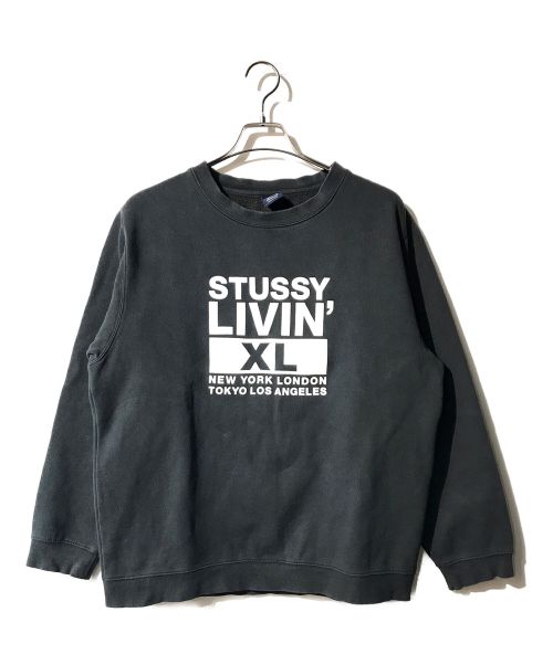 stussy（ステューシー）stussy (ステューシー) 90’Sプリントスウェット ブラック サイズ:Mの古着・服飾アイテム