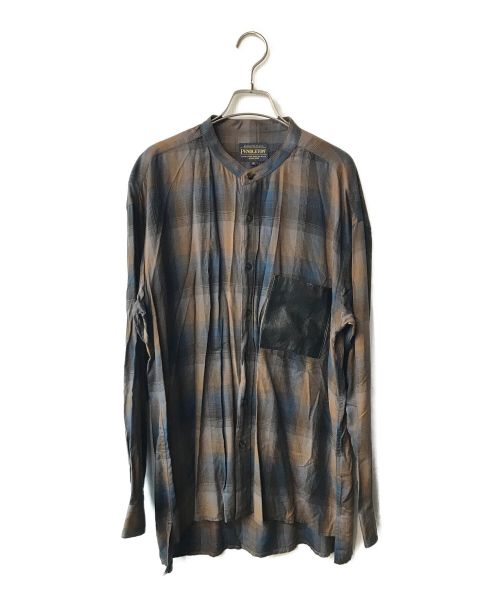 PENDLETON（ペンドルトン）PENDLETON (ペンドルトン) バンドカラーシャツ ネイビー×ブラウン サイズ:Ｍの古着・服飾アイテム