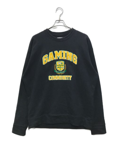 vault room（ボルトルーム）vault room (ボルトルーム) VGC COLLEGE LOGO CREWNECK ロゴ刺繍クルーネックスウェット ブラック サイズ:Lの古着・服飾アイテム