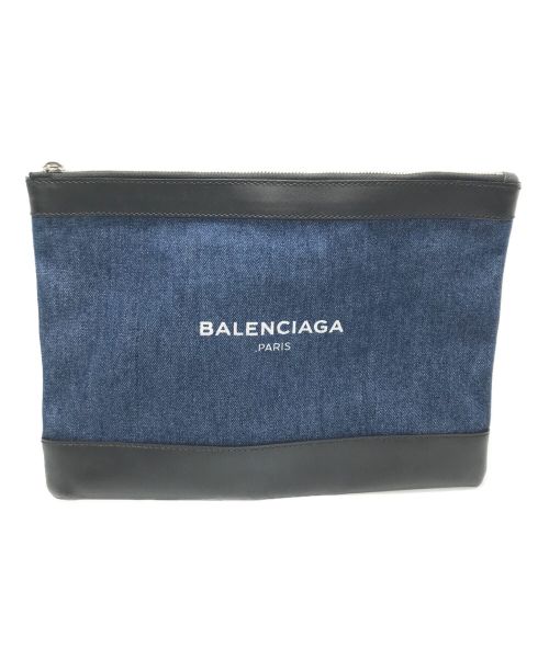 BALENCIAGA（バレンシアガ）BALENCIAGA (バレンシアガ) クラッチバッグ ネイビー×ブラックの古着・服飾アイテム