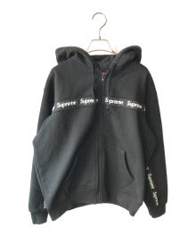 SUPREME（シュプリーム）の古着「Text Stripe Zip Up Hooded」｜ブラック